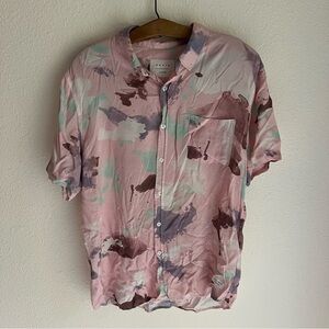 Duvin Pink Color Burst Short Sleeve Button Down